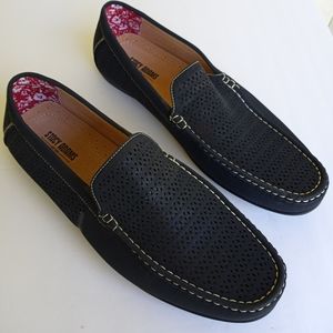 Stacy Adams Black Leather Perforated Loafers 12